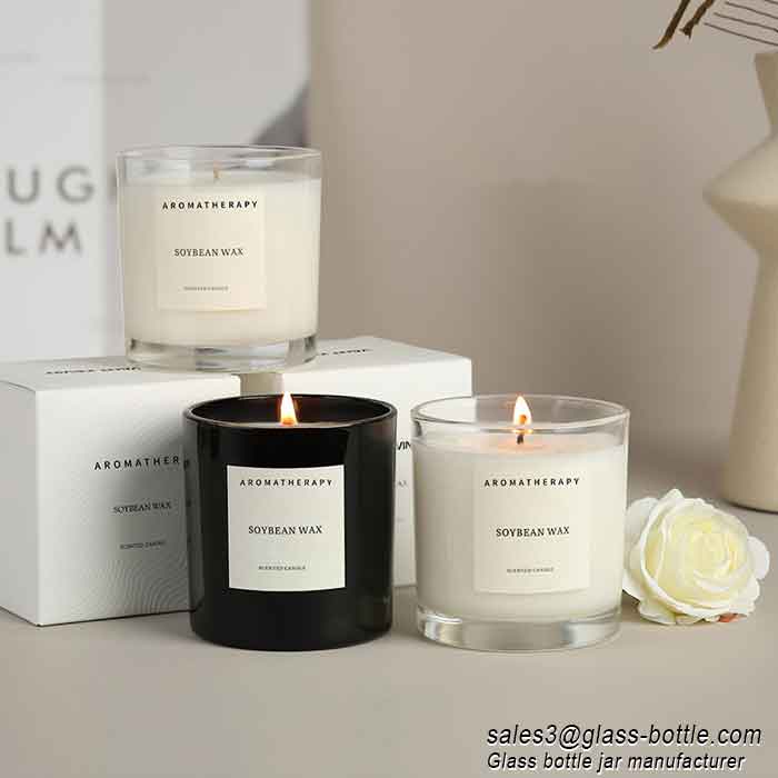 Empty externally matte color 300ml glass candle jar with box