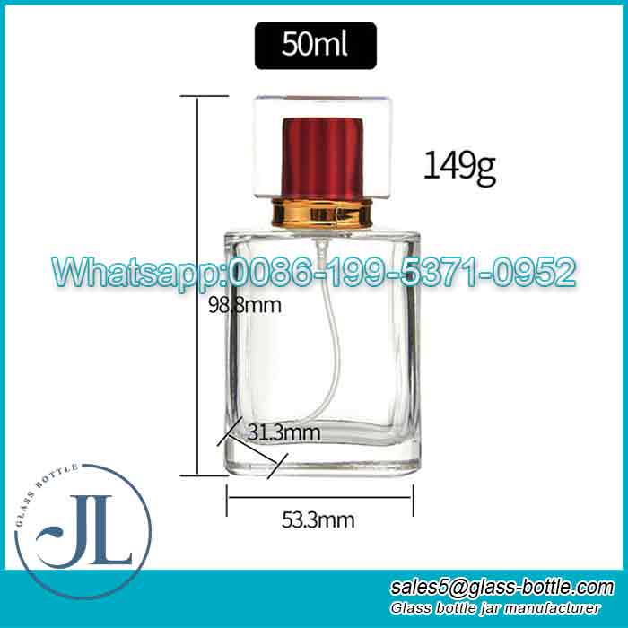 Custom 50ml Square perfume Spray packaging glass bottles