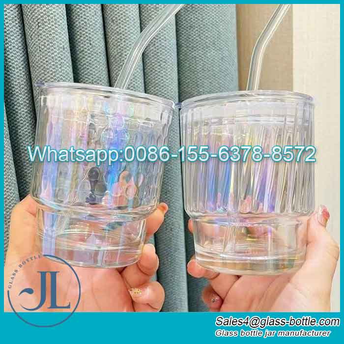 Japanese Colorful Sippy Glass Water Cup for Coffee Juice