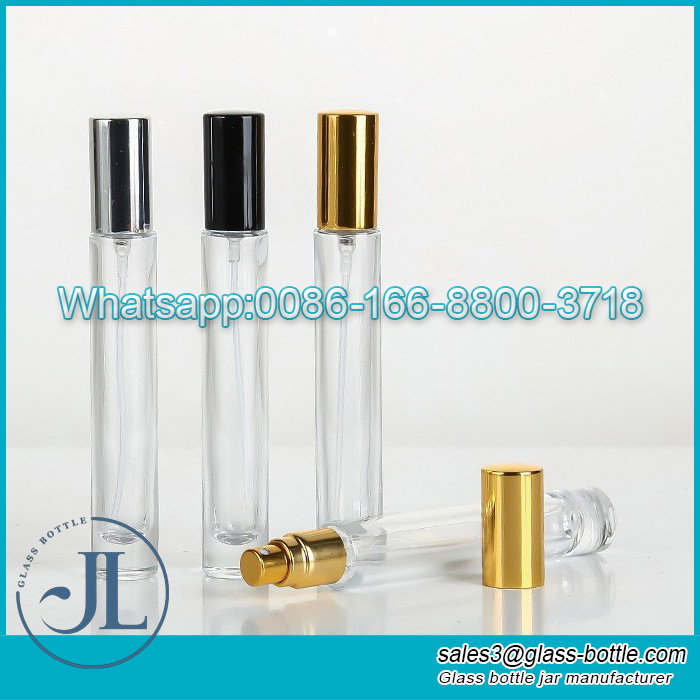 Mini Empty 10ml Slender Round Travel Perfume and Test Tube Glass Sample bottles with Lid