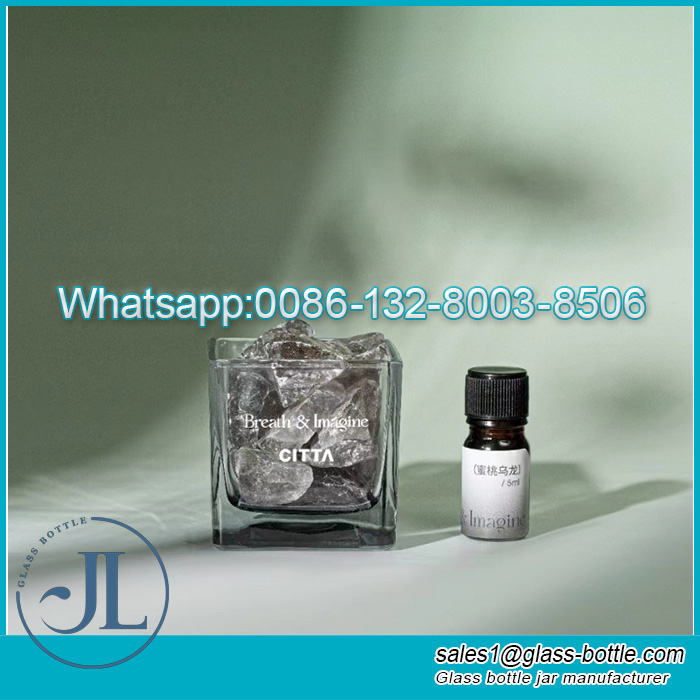 square glass cup essential oil bottle