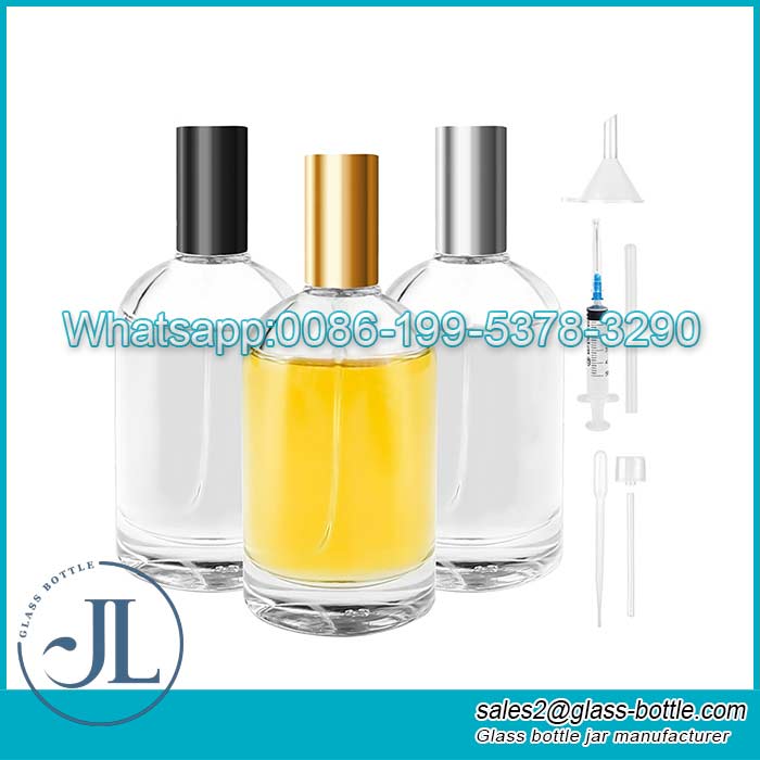 100ml Cylinder glass perfume bottle with spray pump lid