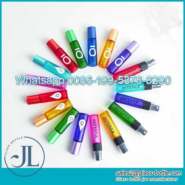 Customize 10ml colorful glass roller & spray bottle with lid