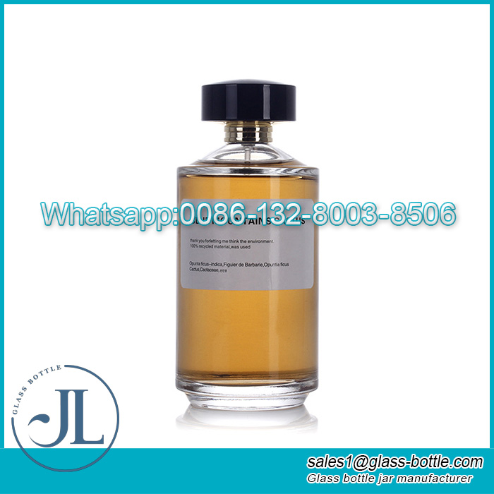 Empty cylinder 250ml large size super flint glass perfume bottle with fancy lid