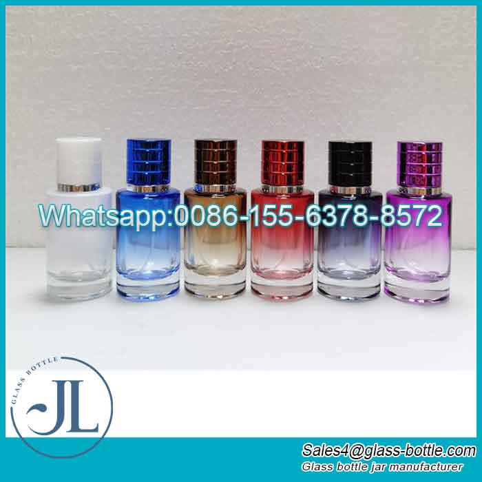 30ml 50ml 100ml Cylindrical Gradual Color Coating Spray Perfume Bottle With Color Cap