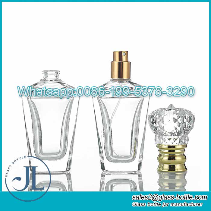 60ml High-end empty crystal white glass perfume bottle with acrylid lid
