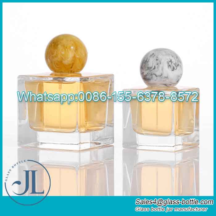 High Texture Square Liquid Spray Bottle With Special Resin Marble Grain Round Ball Cap