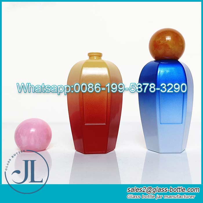 70ml Gradient color glass spray pump perfume bottle with lid