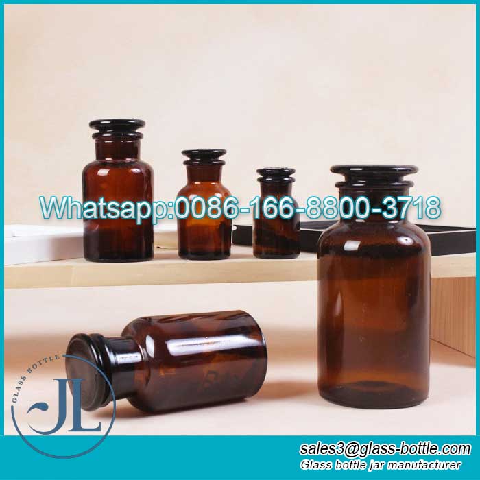 Thickened-wide-mouth-brown-glass-reagent-bottle