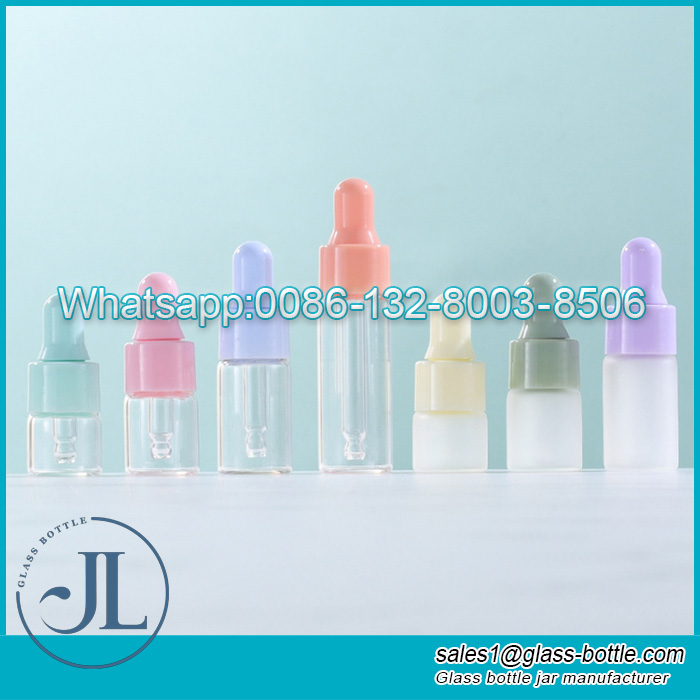 Multicolour 1ml 2ml 3ml 5ml mini clear frosted glass dropper sample bottle for essential oils serums