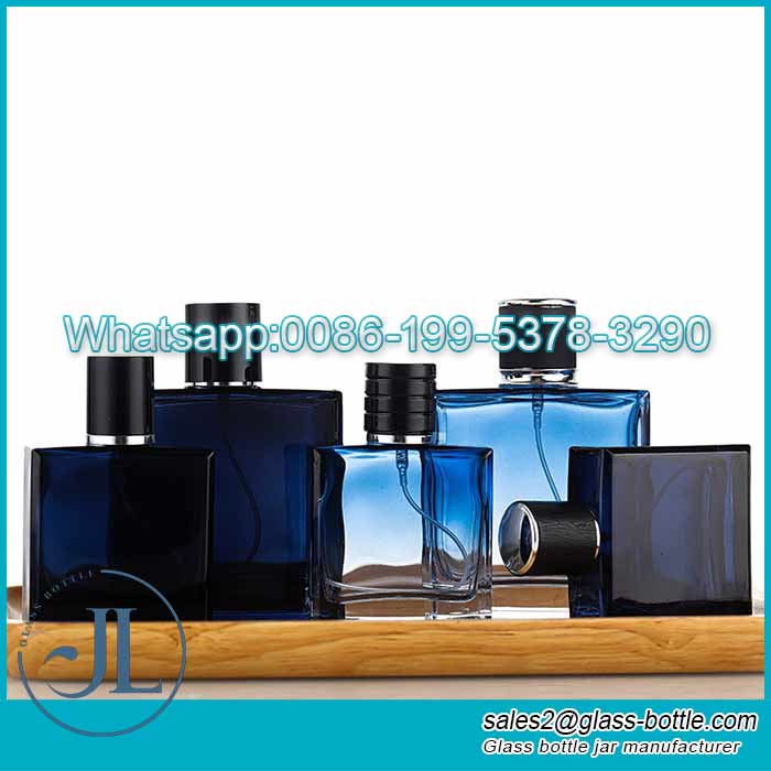 50ml 100ml Colored glass perfume bottle with spray lid