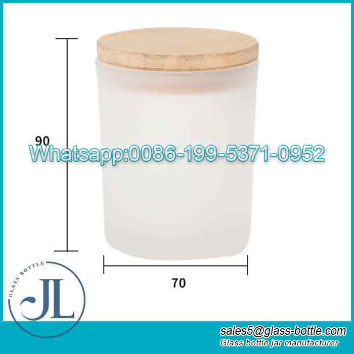 215ml round frosted glass candle jar with lids