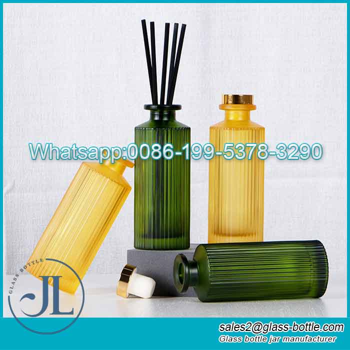 150ml Luxury glass vertical stripe aroma reed diffuser bottle with lid