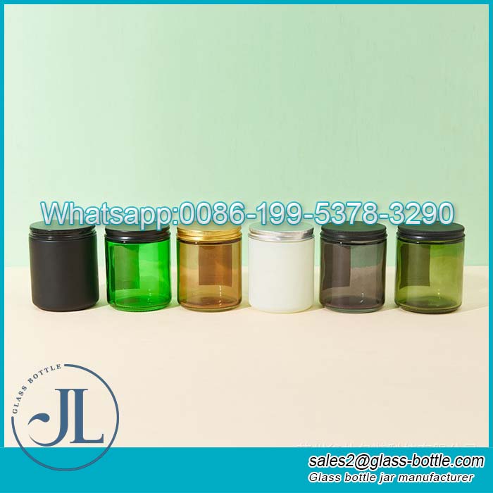 250ml Customize colored glass candle container with lid
