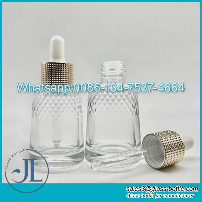 Lotion Dispensing 30ml Electroplated Glass Essential Oil Bottle with Pipette