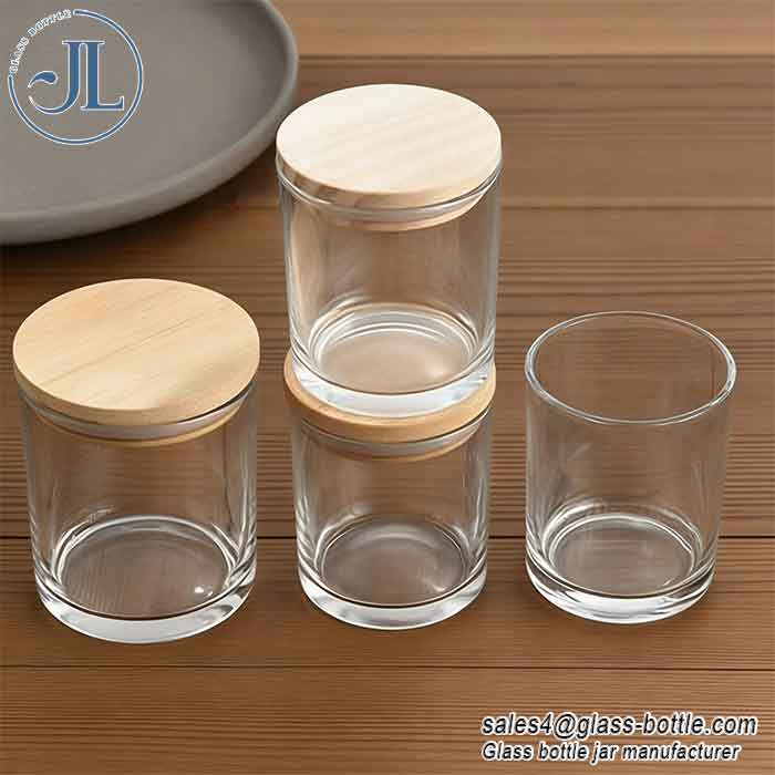 Custom Luxury Heat Resistant Glass Jars for Candles with Bamboo Lids