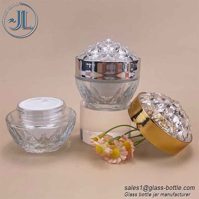 Luxury Diamond-shaped Face Cream Jar Glass Cosmetic Packaging wholesale