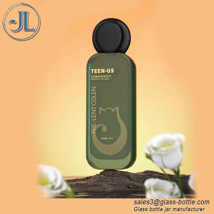 Oval Shape Frosted Empty Glass Pump Bottle for Lotion