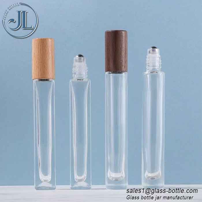 Wood Cap Glass Roll On Bottle