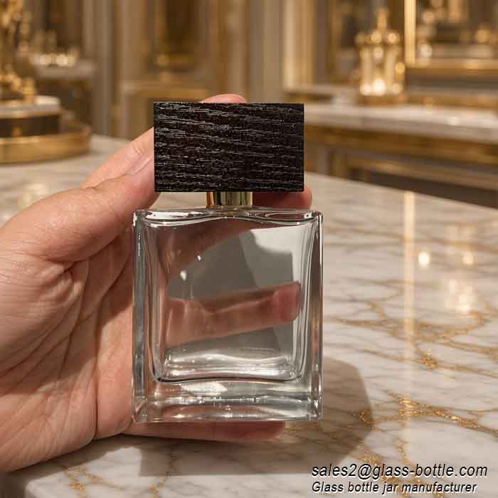 Luxury 50ml Wood Cap Crystal Glass Perfume Bottle Wholesale