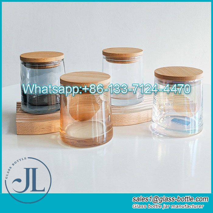 270ml glass cup glass jar with woode lid