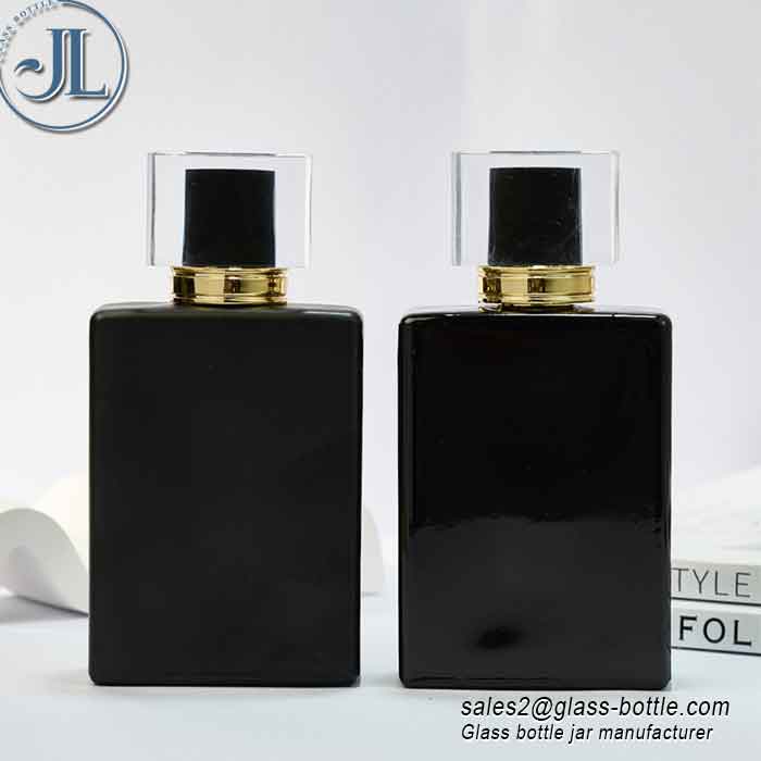 Custom100ml matte black square glass spray perfume bottle