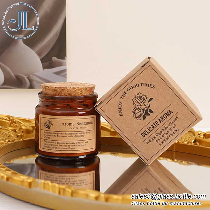 Empty amber glass jars for candles wholesale