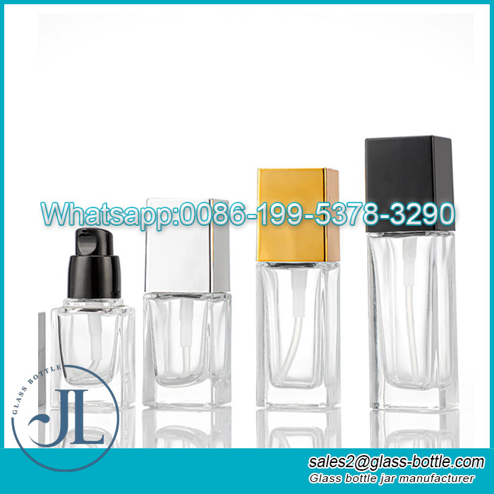 30ml square glass lotion bottle press foundation bottle essence cosmetic bottle