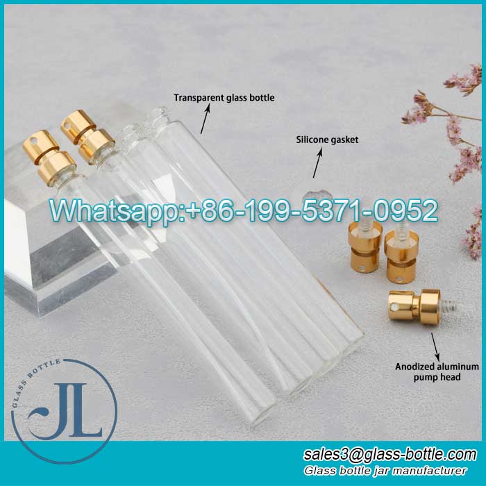 Crimp tubular transparent spray glass bottle wholesale