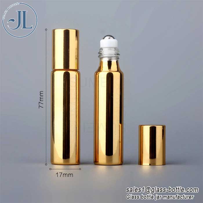 Empty Golden UV Coating Roller Glass Bottles Wholesale