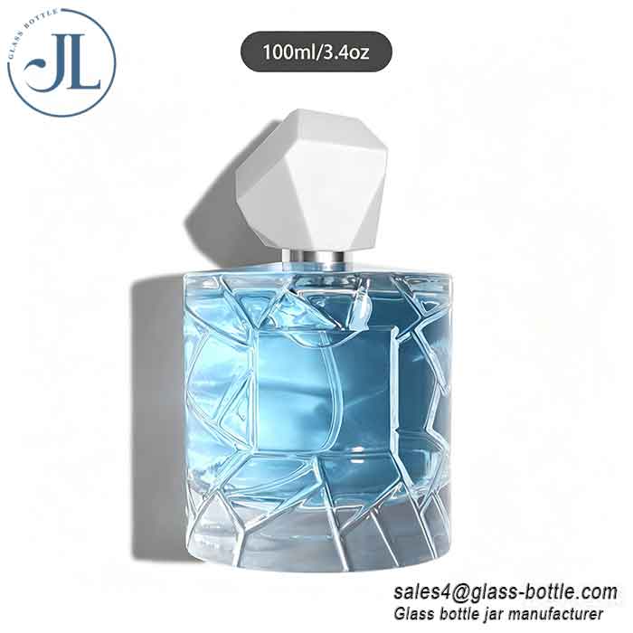 100ml Geometric Cracked Glass Perfume Bottle with Diamond Cap