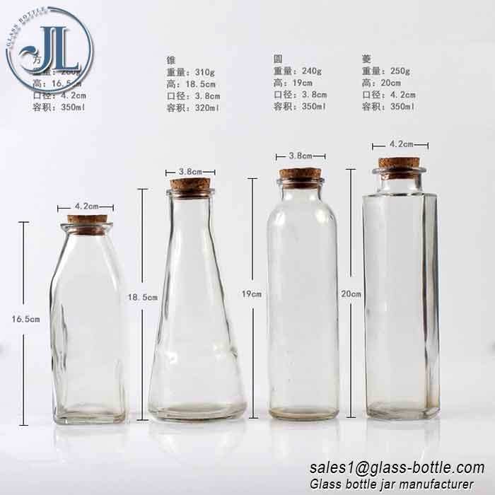 350ml juice drinks glass bottle with cork